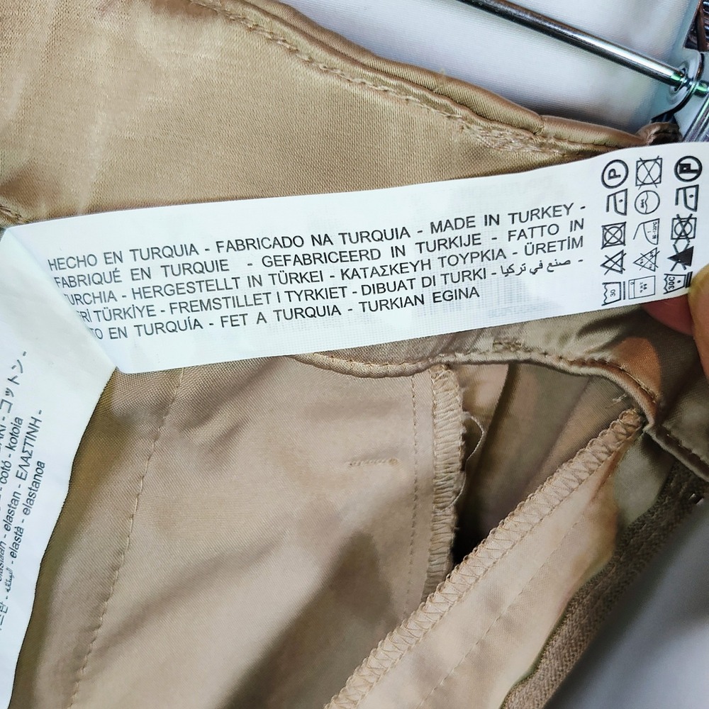 Zara Women's Champagne Gold Satin Cargo Pants Wide Leg High Waist Utility M - Picture 10 of 15